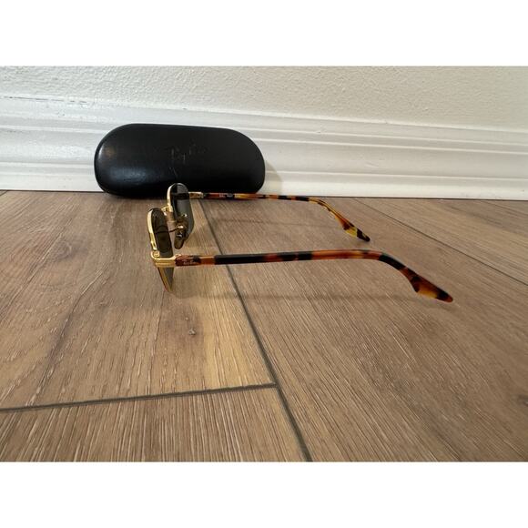 Vintage B&L Ray Ban Signet Rect. Sunglasses USA 80’s Gold Tortoise Green Glass - Picture 2 of 16